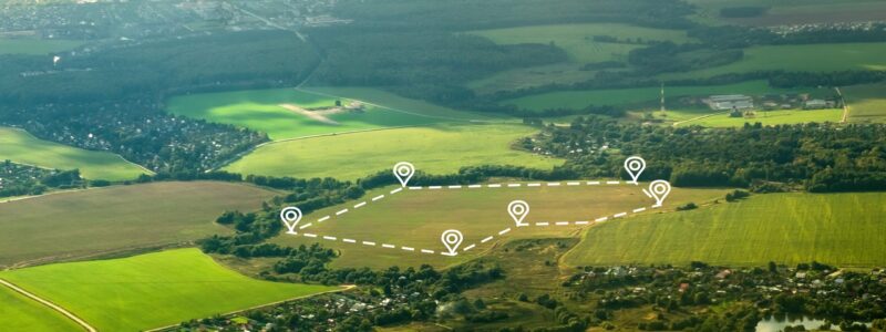 Aerial,View,Of,Green,Field,,Position,Point,And,Boundary,Line